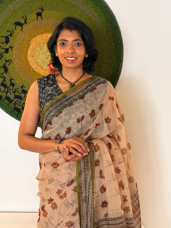 Mishrita Terracotta Petal Kota Saree