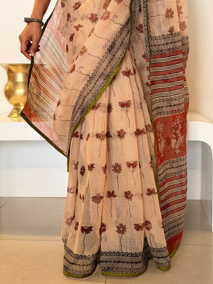 Mishrita Terracotta Petal Kota Saree