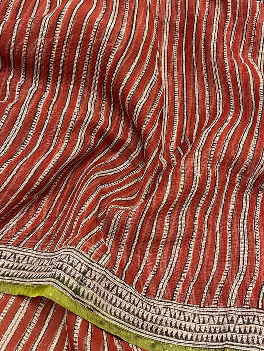 Mishrita Terracotta Striped Kota Saree