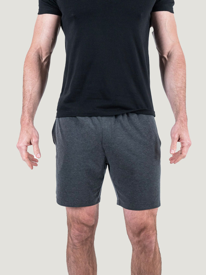 Matt is 6'1, 195LBS and wears a size M # Mixed Day Off Short 2-Pack | Charcoal size Medium | Fresh Clean Threads