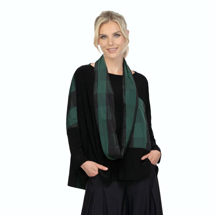 Mixed Media Oversized Boxy Plaid Trim Tunic Top - 6413T - Size M Only!