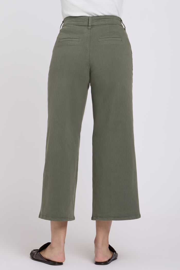 Mona Wide Leg Trouser Ankle Jeans  - Desert Green