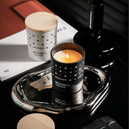 Moonlight Scented Candle In Luxurious Printed Glass - Home Hatch