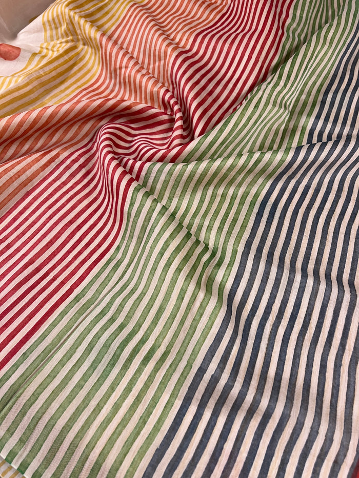 Multicoloured polka dots chanderi saree