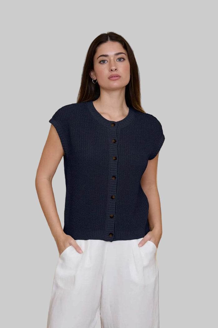 Navy Harbor Knit Top