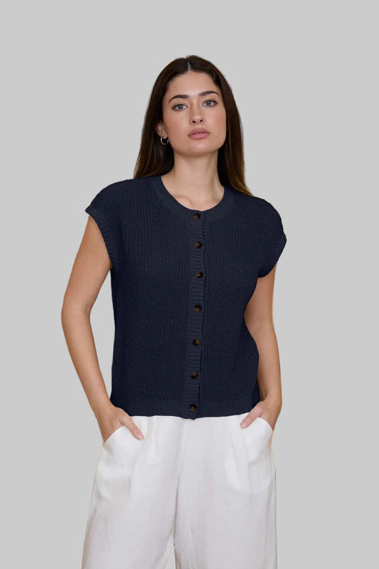 Navy Harbor Knit Top