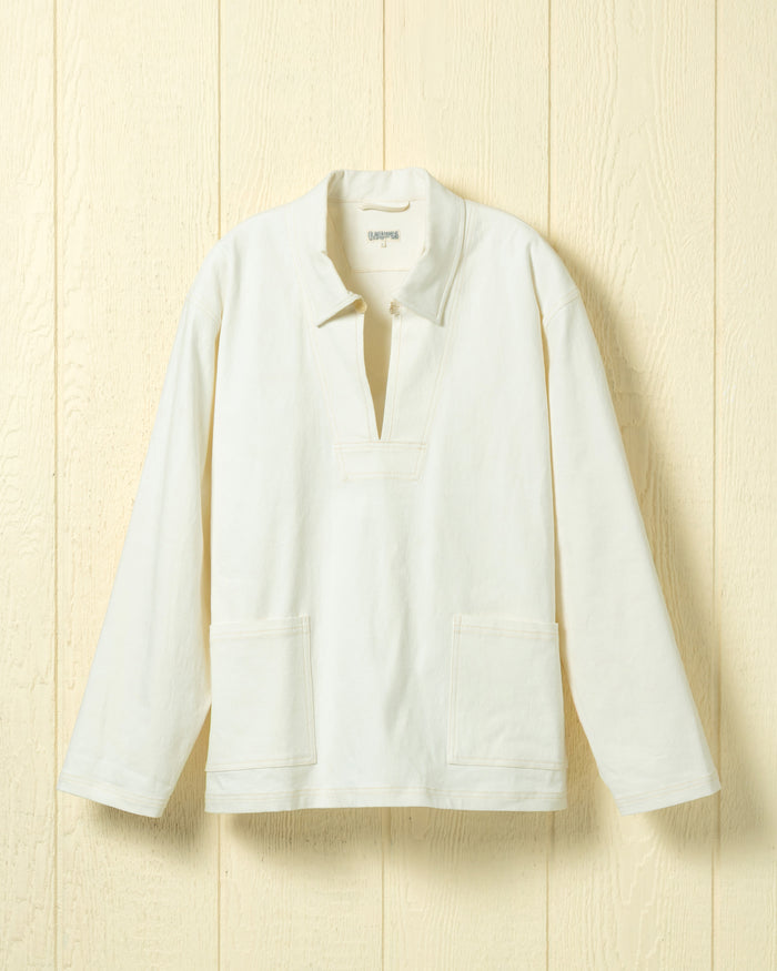 Normandy Fisherman's Jacket in White Canvas