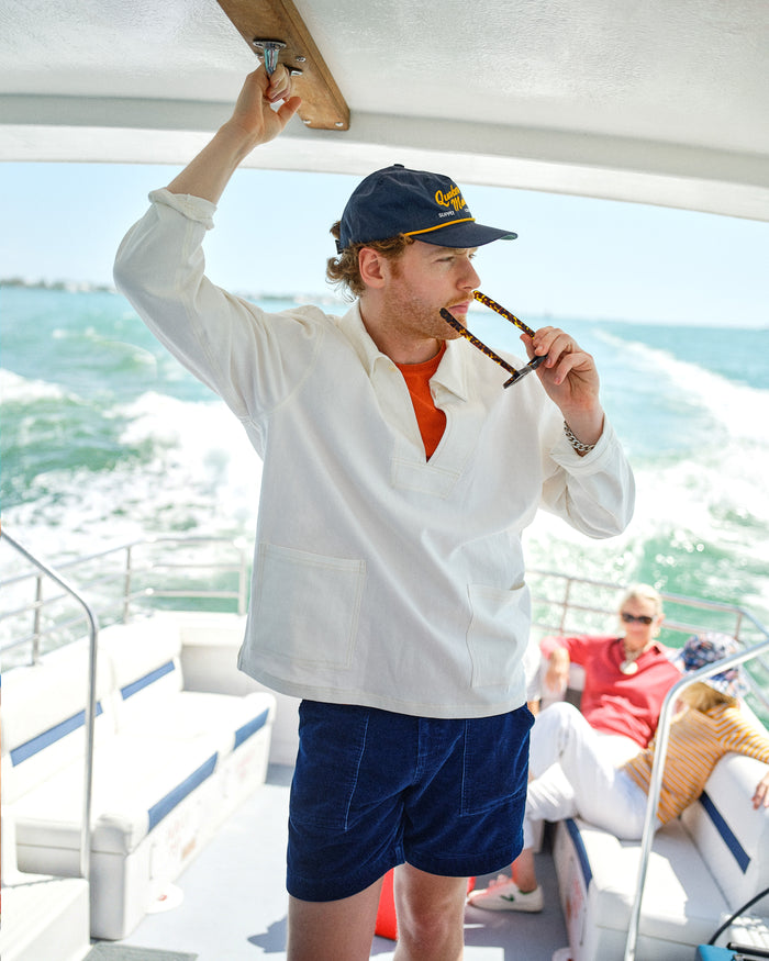 Normandy Fisherman's Jacket in White Canvas