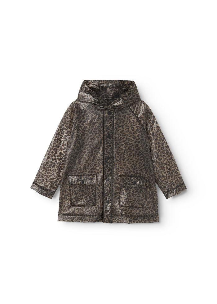 leopard print hooded rain jacket for children