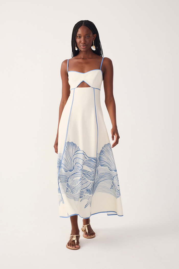 Off-White Mergulho Cut-Out Linen Midi Dress_2