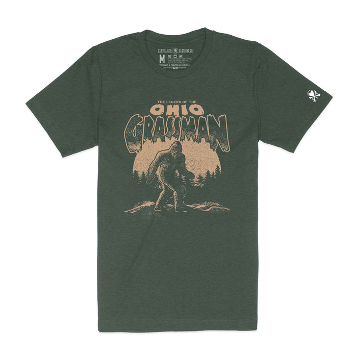 Ohio Grassman Bigfoot cryptid Heather Forest green unisex t-shirt