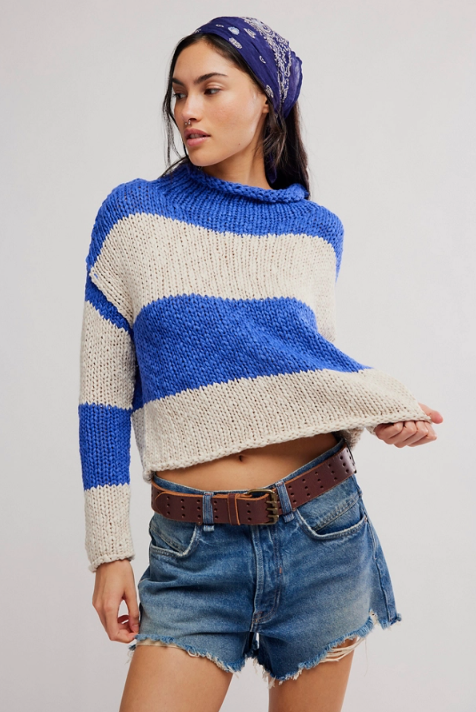 Opal Rugby Stripe Sweater- Cobalt Combo