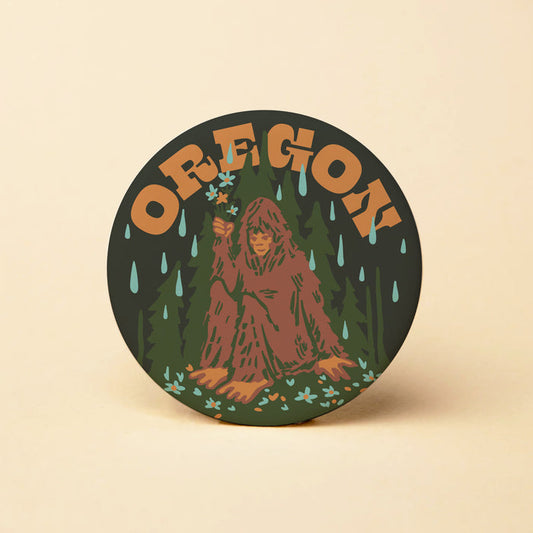 OR Believe Bigfoot Flowers Round Magnet