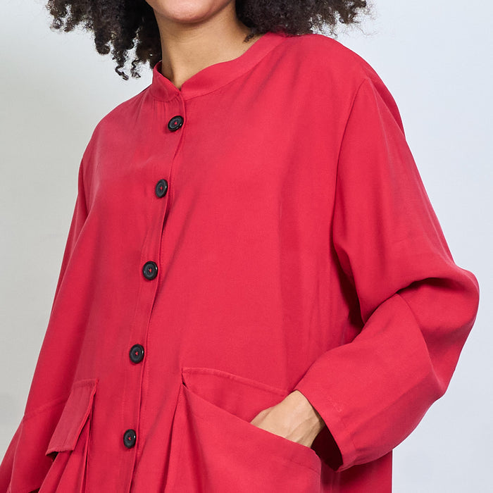 Oversized button front midi coat with large pockets wholesale