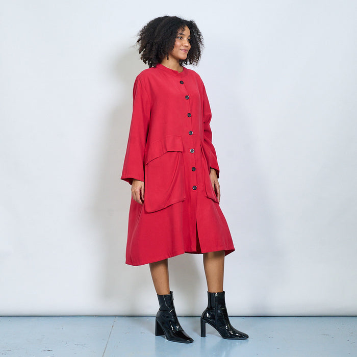 Oversized button front midi coat with large pockets wholesale