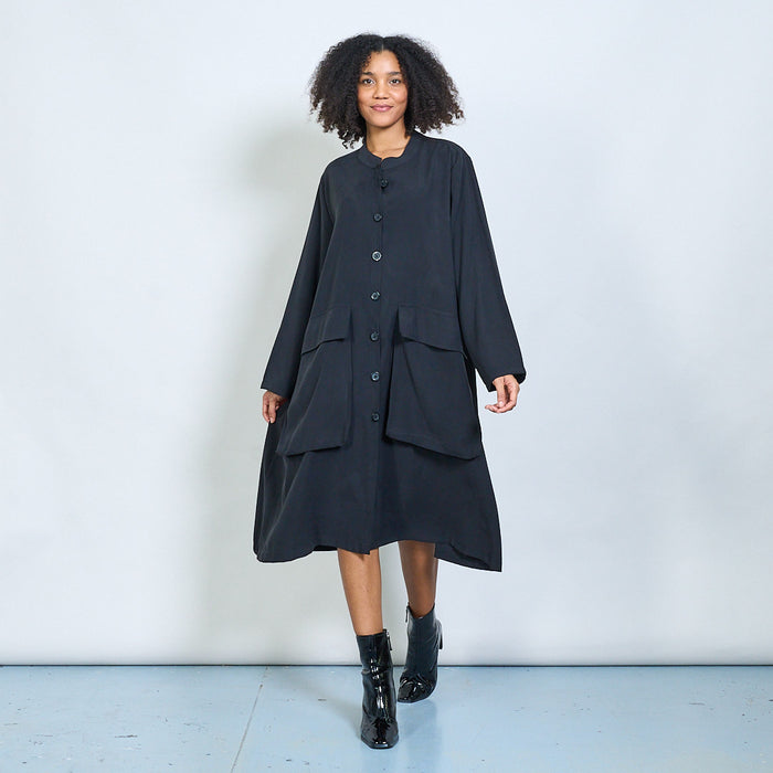 Oversized button front midi coat with large pockets wholesale