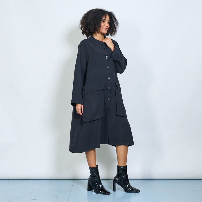 Oversized button front midi coat with large pockets wholesale