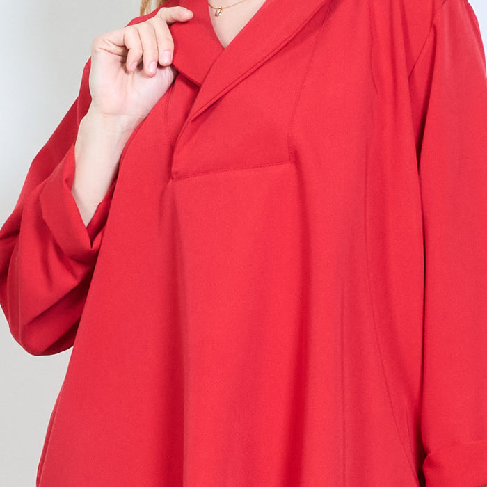 Oversized collared high low hem blouse wholesale
