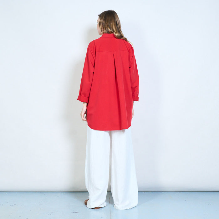 Oversized collared high low hem blouse wholesale