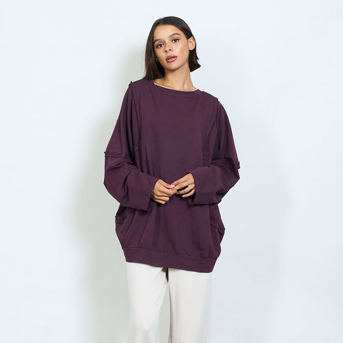 Oversized sweatshirt with back cut-out detail wholesale