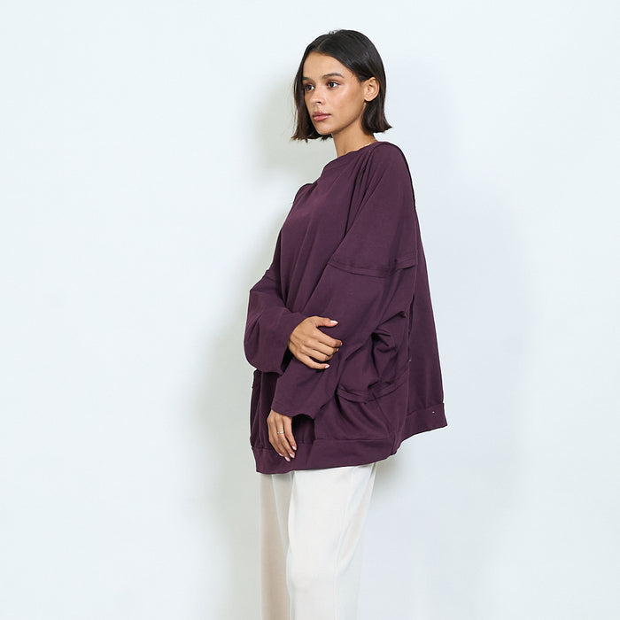 Oversized sweatshirt with back cut-out detail wholesale