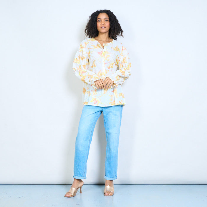 Paisley vine print tiered blouse wholesale