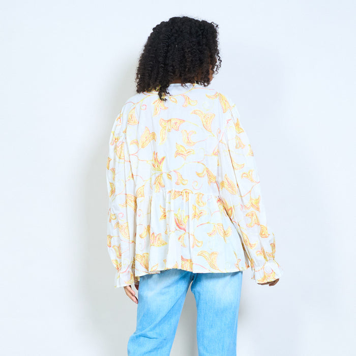 Paisley vine print tiered blouse wholesale