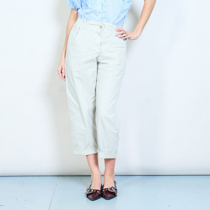 Paperbag waist tapered ankle-length casual trousers wholesale
