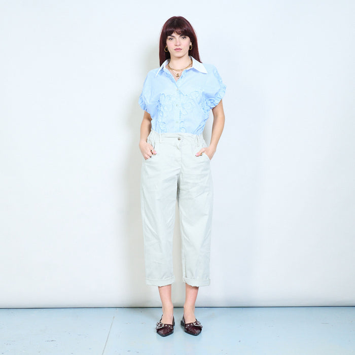 Paperbag waist tapered ankle-length casual trousers wholesale