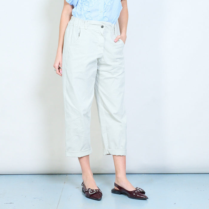 Paperbag waist tapered ankle-length casual trousers wholesale