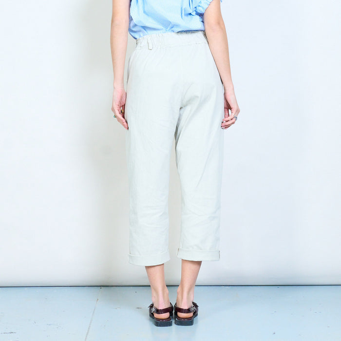 Paperbag waist tapered ankle-length casual trousers wholesale