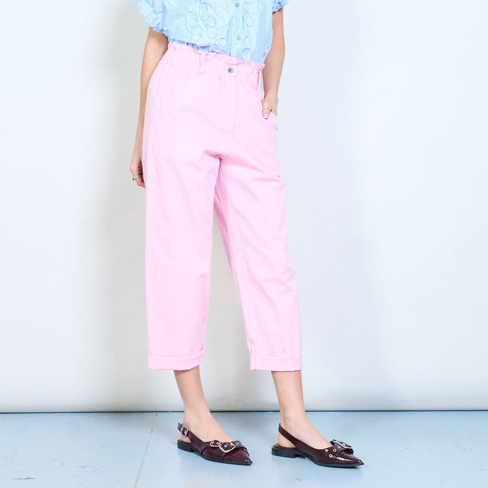 Paperbag waist tapered ankle-length casual trousers wholesale