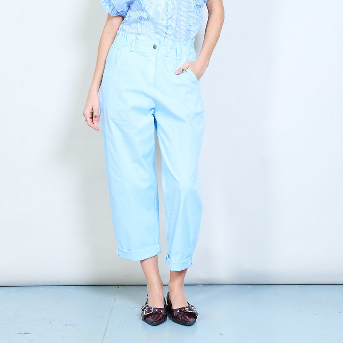 Paperbag waist tapered ankle-length casual trousers wholesale