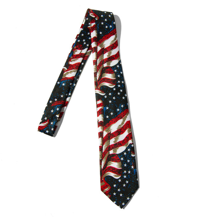 Parquet Mens Necktie With Mini American Flags - Blue - One Size Neck Tie
