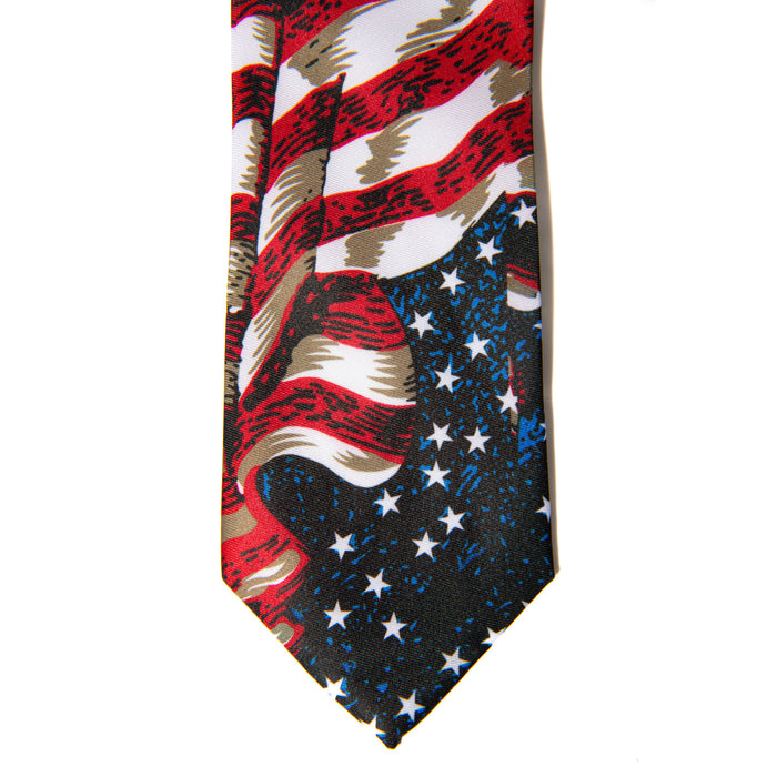 Parquet Mens Necktie With Mini American Flags - Blue - One Size Neck Tie
