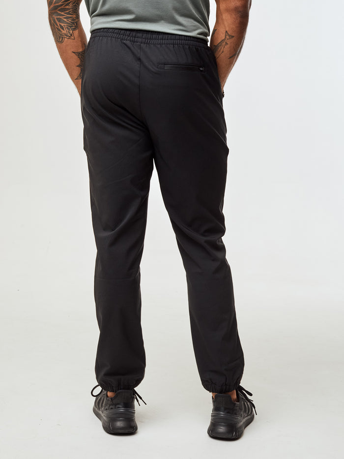 Back pocket with zipper closure # Stylish joggers featuring zippered pockets for added convenience