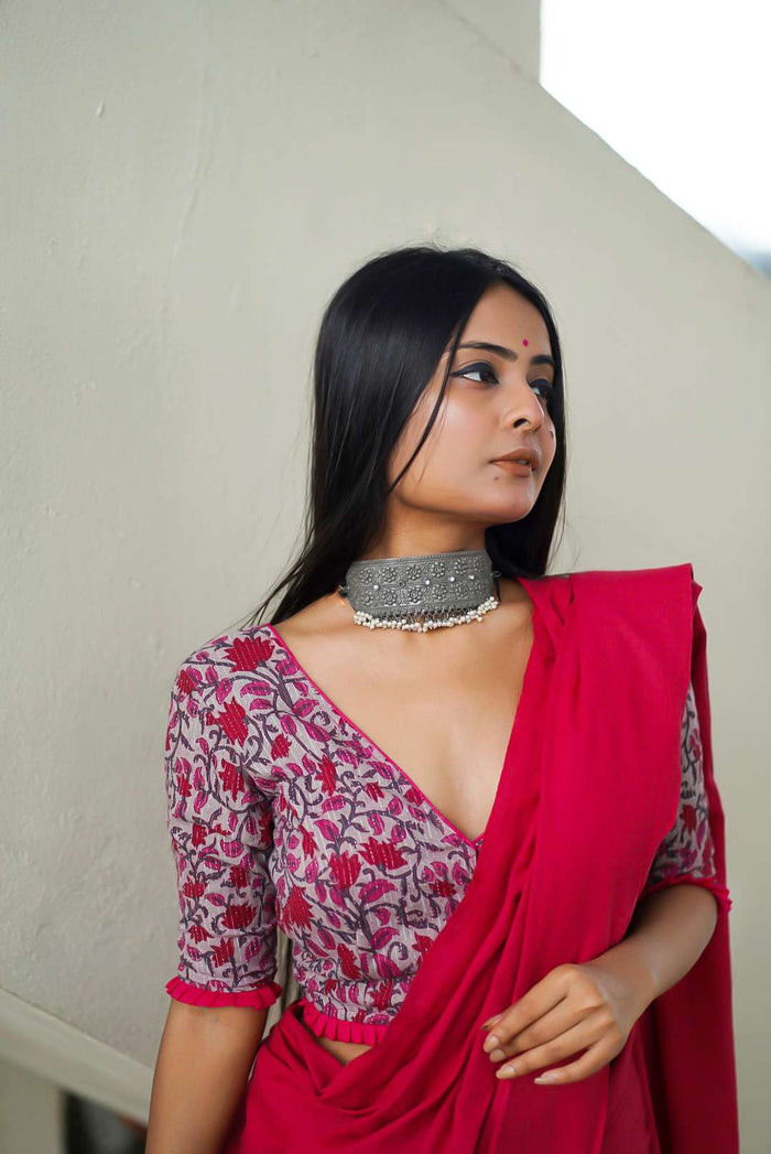 deep neck blouse