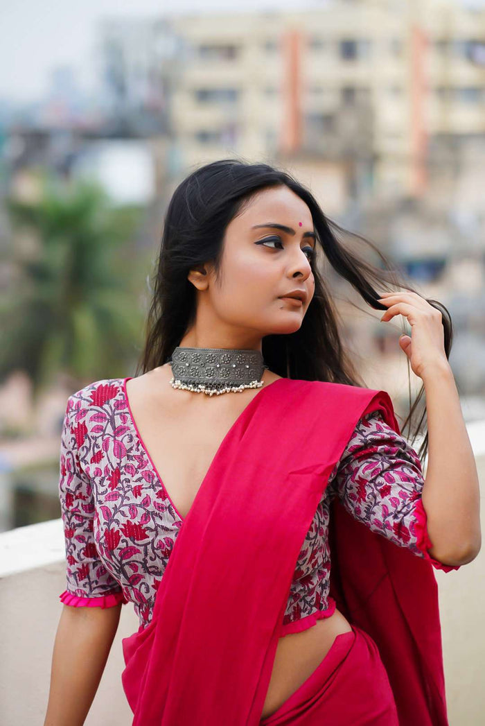 deep neck blouse