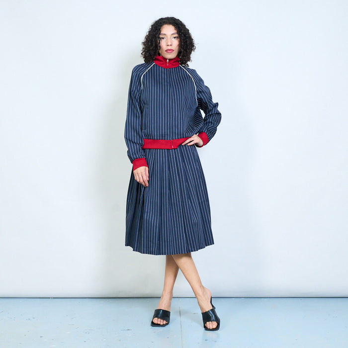 Pinstripe sporty zip jacket with contrast collar wholesale