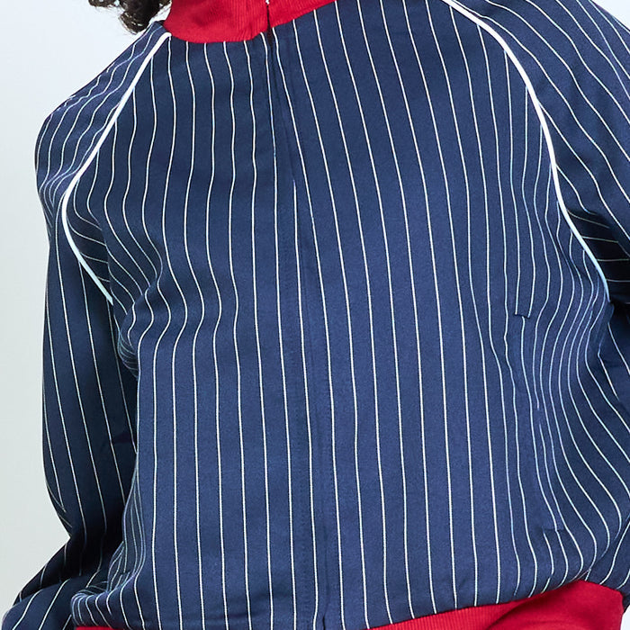 Pinstripe sporty zip jacket with contrast collar wholesale