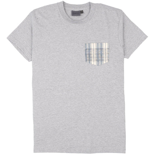 Pocket Tee - Heather Grey - Asagi Sashiko - White by Naked & Famous Denim