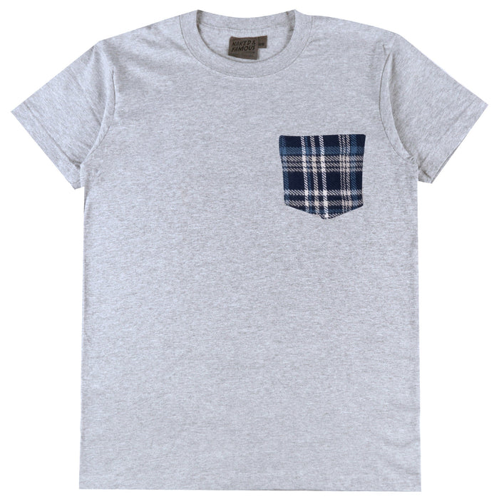 Pocket Tee - Heather Grey + Triple Yarn Twill Check Brush - Navy by Naked & Famous Denim