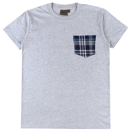 Pocket Tee - Heather Grey + Triple Yarn Twill Check Brush - Navy by Naked & Famous Denim