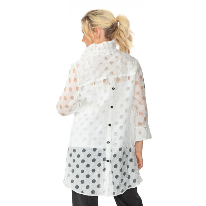 Polka-Dot High-Low Blouse in White - 7032J-WHT