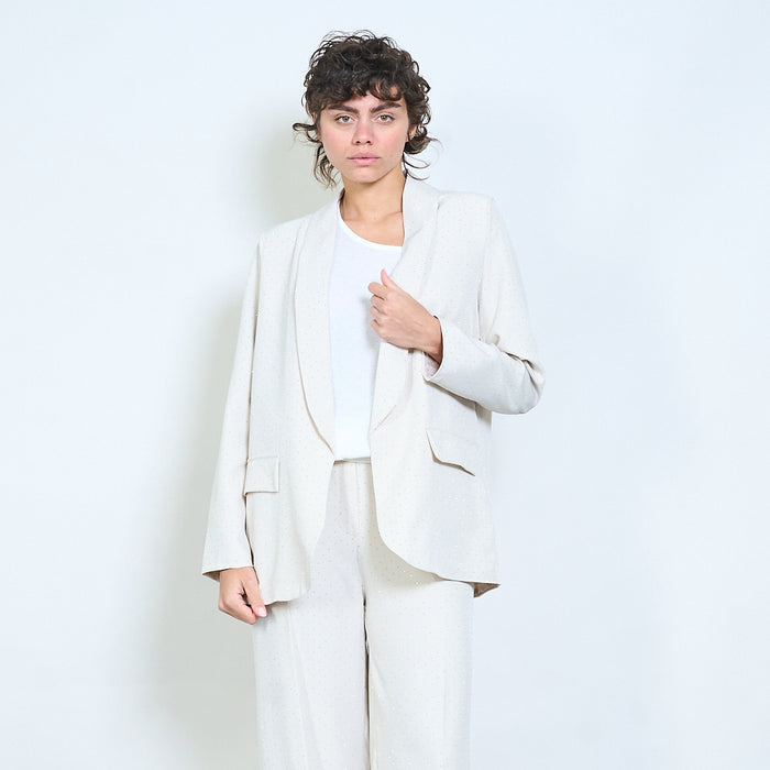 Polka stud dots tailored blazer and wide leg trousers set wholesale