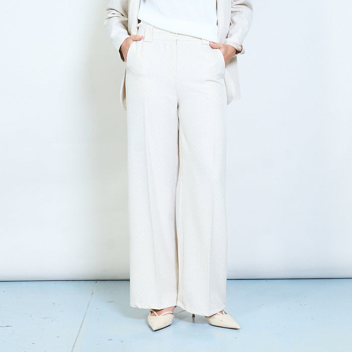 Polka stud dots tailored blazer and wide leg trousers set wholesale