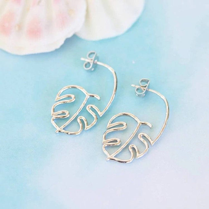 PuraVida Silver Palm Leaf Earring