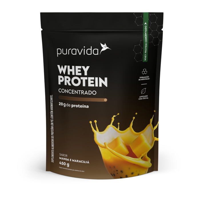 PURAVIDA | Whey Protein Concentrado Sabor Manga e Maracuja (450 Gramas)