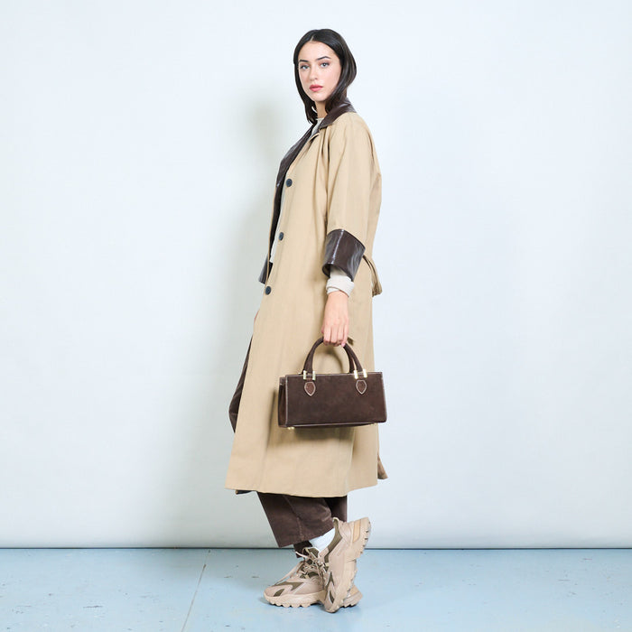 Rectangular structured top handle handbag wholesale