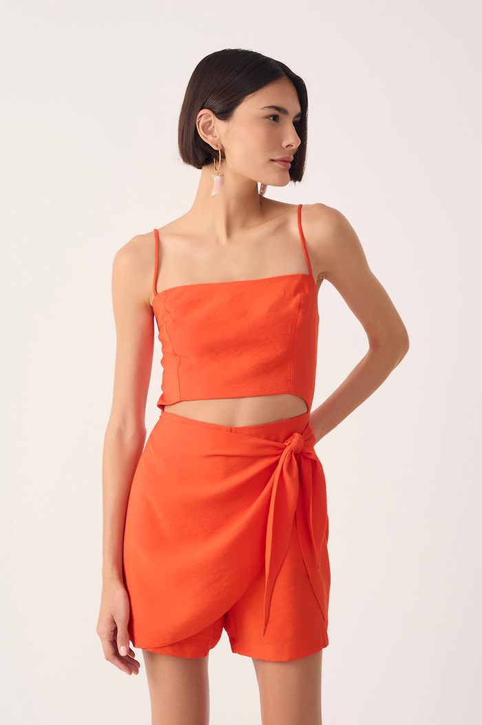 Red Cut-Out Side Tie Romper_4